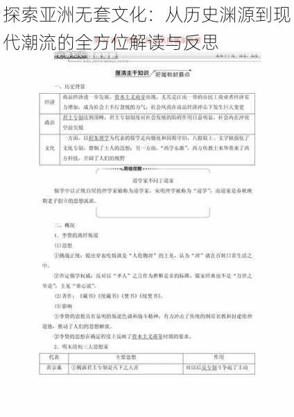 探索亚洲无套文化：从历史渊源到现代潮流的全方位解读与反思