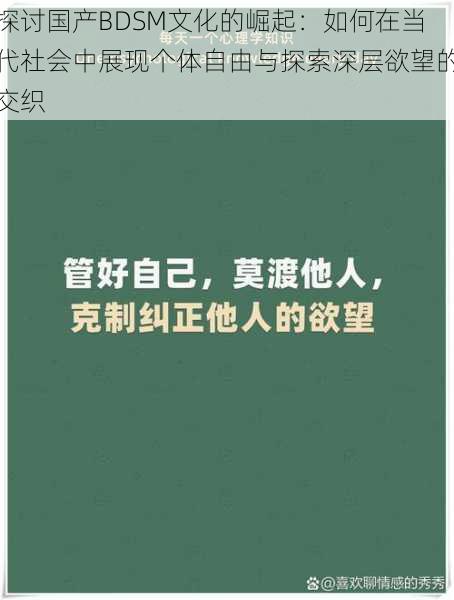 探讨国产BDSM文化的崛起：如何在当代社会中展现个体自由与探索深层欲望的交织