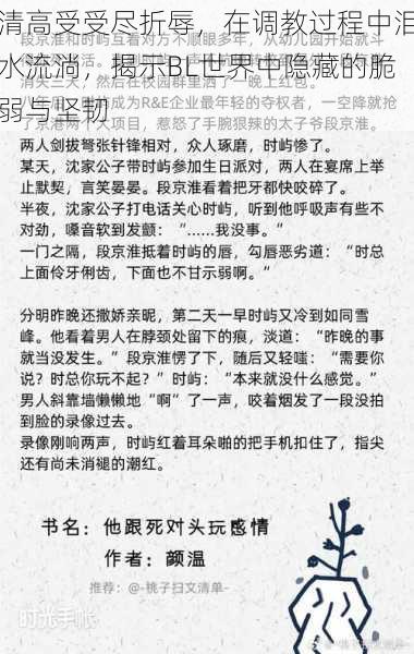 清高受受尽折辱，在调教过程中泪水流淌，揭示BL世界中隐藏的脆弱与坚韧