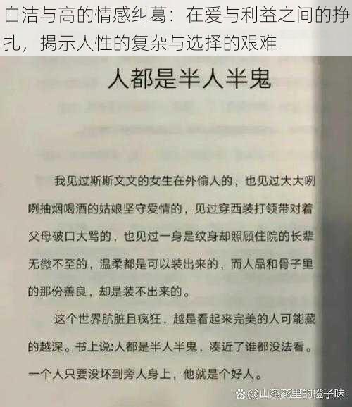 白洁与高的情感纠葛：在爱与利益之间的挣扎，揭示人性的复杂与选择的艰难