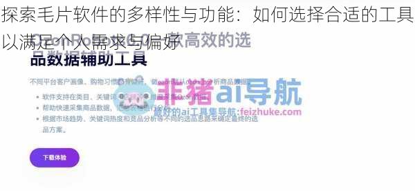 探索毛片软件的多样性与功能：如何选择合适的工具以满足个人需求与偏好