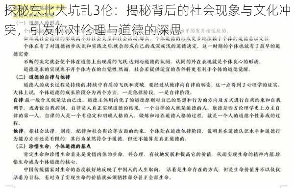 探秘东北大坑乱3伦：揭秘背后的社会现象与文化冲突，引发你对伦理与道德的深思