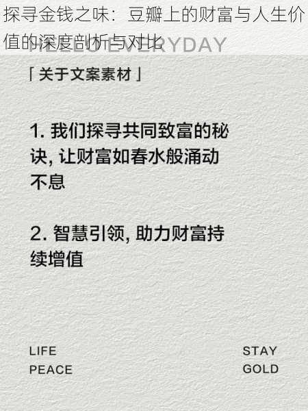 探寻金钱之味：豆瓣上的财富与人生价值的深度剖析与对比