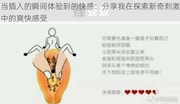 当插入的瞬间体验到的快感：分享我在探索新奇刺激中的爽快感受