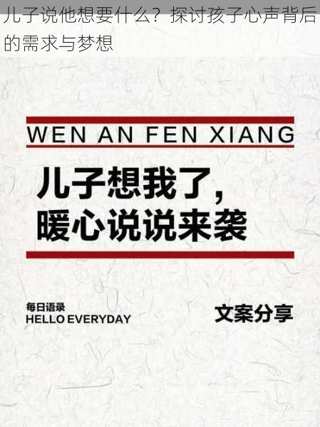 儿子说他想要什么？探讨孩子心声背后的需求与梦想