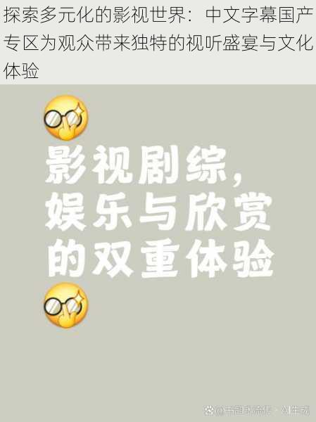 探索多元化的影视世界：中文字幕国产专区为观众带来独特的视听盛宴与文化体验