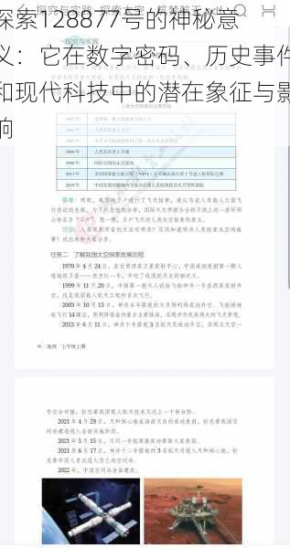 探索128877号的神秘意义：它在数字密码、历史事件和现代科技中的潜在象征与影响