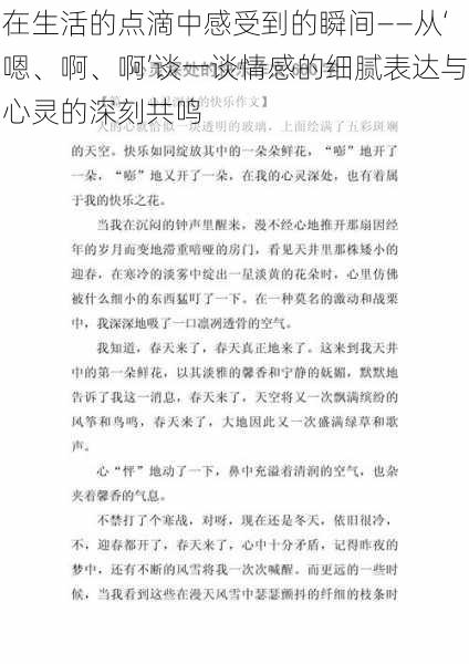 在生活的点滴中感受到的瞬间——从‘嗯、啊、啊’谈一谈情感的细腻表达与心灵的深刻共鸣