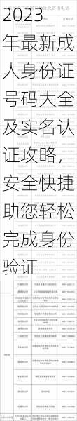 2023年最新成人身份证号码大全及实名认证攻略，安全快捷助您轻松完成身份验证