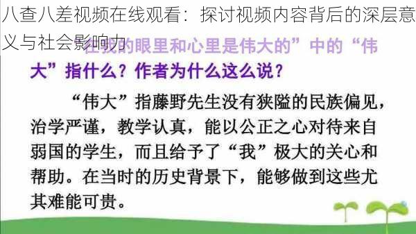 八查八差视频在线观看：探讨视频内容背后的深层意义与社会影响力