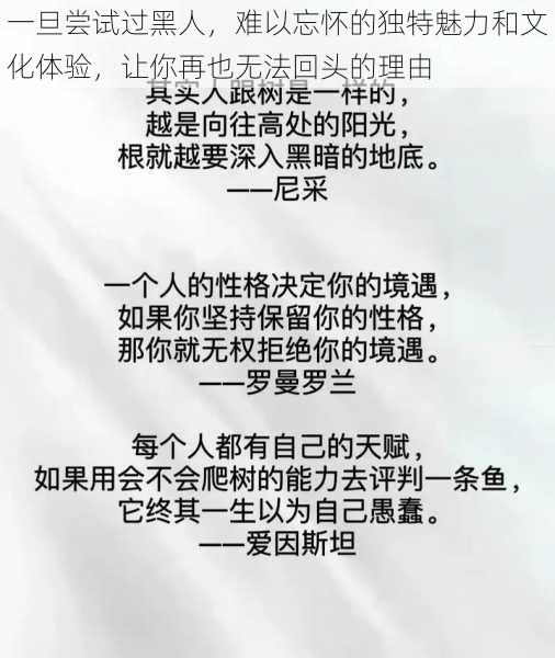 一旦尝试过黑人，难以忘怀的独特魅力和文化体验，让你再也无法回头的理由