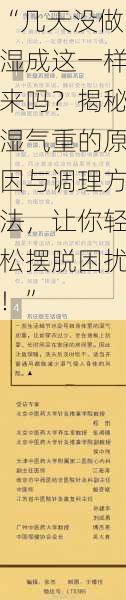 “几天没做湿成这一样来吗？揭秘湿气重的原因与调理方法，让你轻松摆脱困扰！”