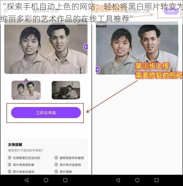 “探索手机自动上色的网站：轻松将黑白照片转变为绚丽多彩的艺术作品的在线工具推荐”