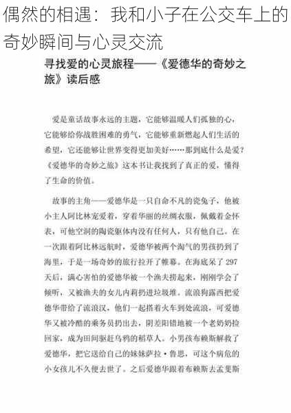 偶然的相遇：我和小子在公交车上的奇妙瞬间与心灵交流