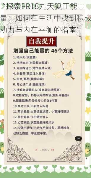 “探索PR18九天狐正能量：如何在生活中找到积极动力与内在平衡的指南”