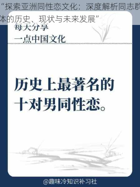 “探索亚洲同性恋文化：深度解析同志群体的历史、现状与未来发展”