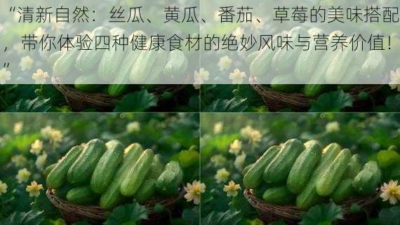 “清新自然：丝瓜、黄瓜、番茄、草莓的美味搭配，带你体验四种健康食材的绝妙风味与营养价值！”