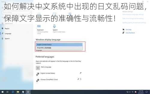 如何解决中文系统中出现的日文乱码问题，保障文字显示的准确性与流畅性！