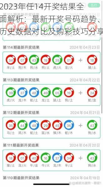 2023年任14开奖结果全面解析：最新开奖号码趋势、历史数据对比及购彩技巧分享