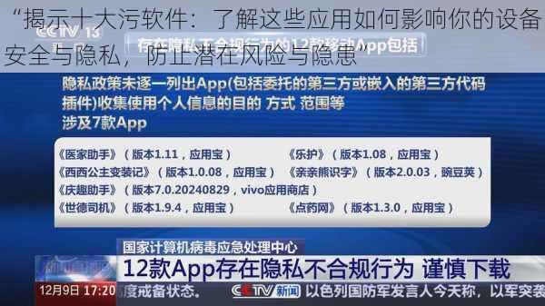 “揭示十大污软件：了解这些应用如何影响你的设备安全与隐私，防止潜在风险与隐患”