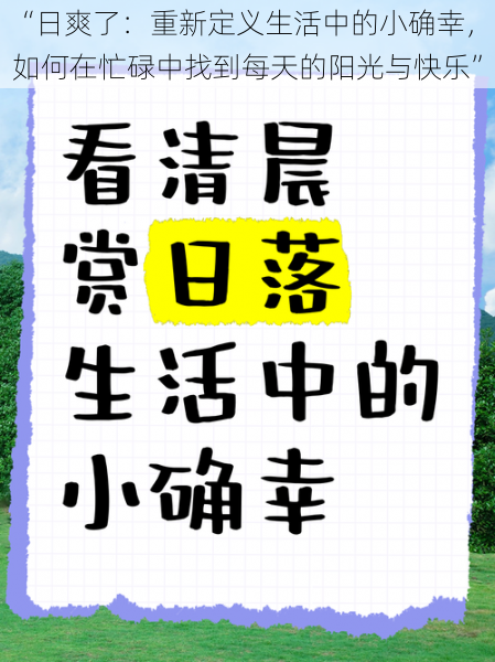 “日爽了：重新定义生活中的小确幸，如何在忙碌中找到每天的阳光与快乐”