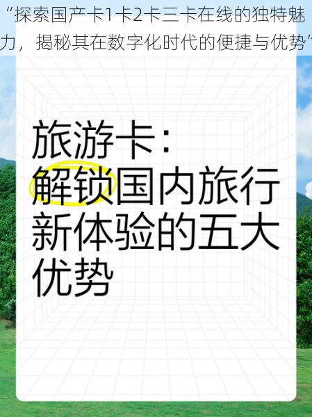 “探索国产卡1卡2卡三卡在线的独特魅力，揭秘其在数字化时代的便捷与优势”