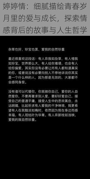 婷婷情：细腻描绘青春岁月里的爱与成长，探索情感背后的故事与人生哲学