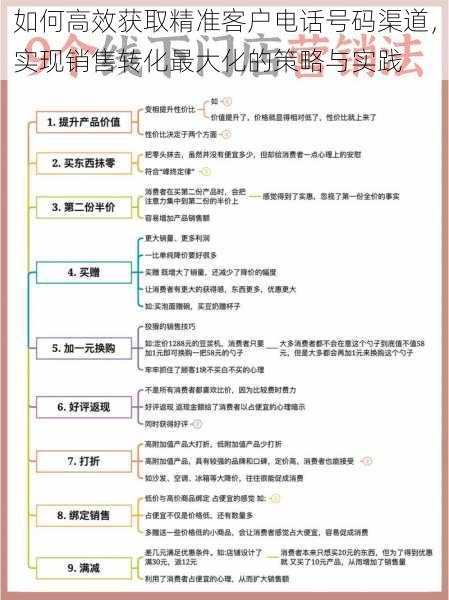 如何高效获取精准客户电话号码渠道，实现销售转化最大化的策略与实践