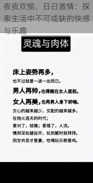 夜夜欢愉，日日激情：探索生活中不可或缺的快感与乐趣