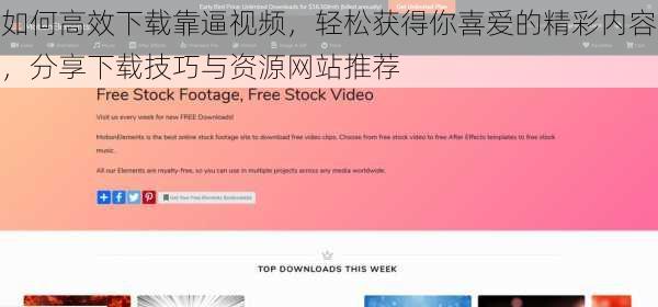 如何高效下载靠逼视频，轻松获得你喜爱的精彩内容，分享下载技巧与资源网站推荐