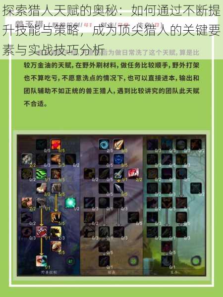 探索猎人天赋的奥秘:如何通过不断提升技能与策略,成为顶尖猎人的关键要素与实战技巧分析