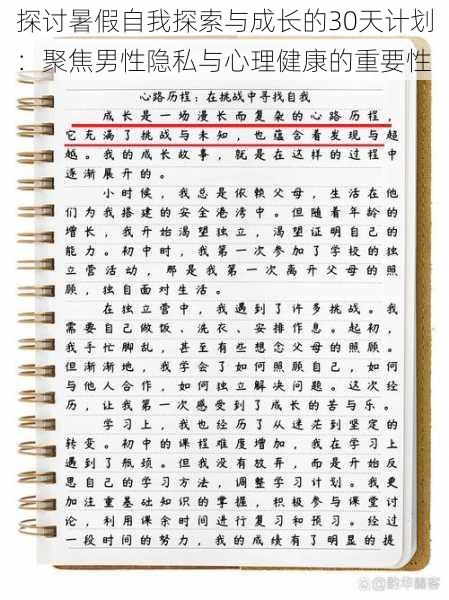 探讨暑假自我探索与成长的30天计划:聚焦男性隐私与心理健康的重要性