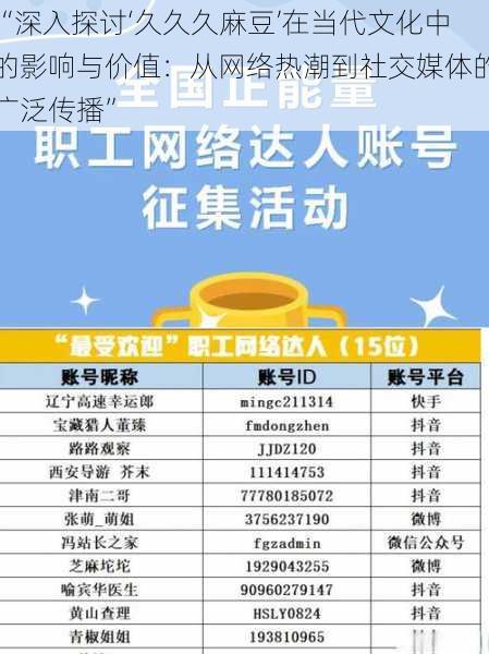 “深入探讨‘久久久麻豆’在当代文化中的影响与价值:从网络热潮到社交媒体的广泛传播”