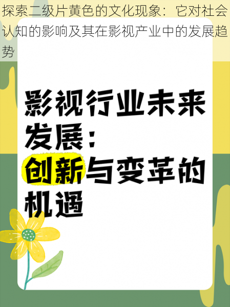 探索二级片黄色的文化现象:它对社会认知的影响及其在影视产业中的发展趋势