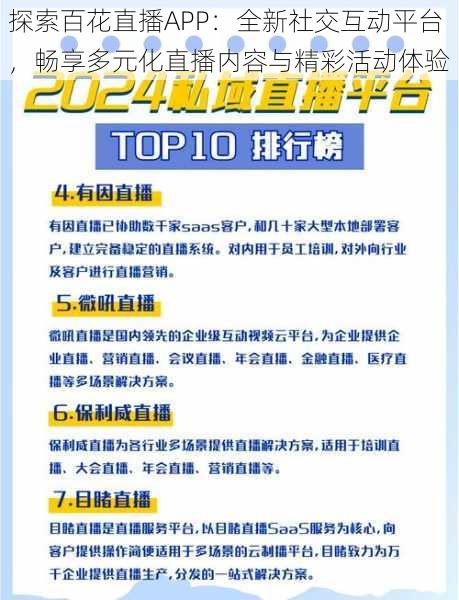 探索百花直播APP:全新社交互动平台,畅享多元化直播内容与精彩活动体验