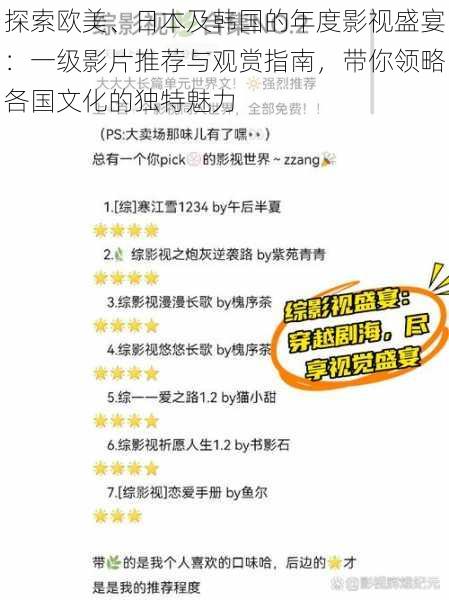 探索欧美、日本及韩国的年度影视盛宴:一级影片推荐与观赏指南,带你领略各国文化的独特魅力