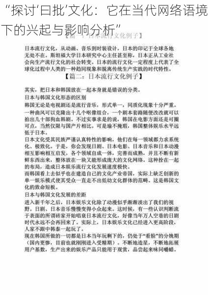 “探讨‘曰批’文化：它在当代网络语境下的兴起与影响分析”