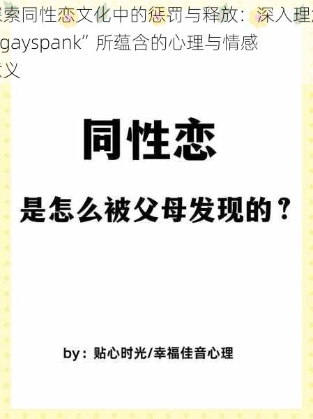探索同性恋文化中的惩罚与释放:深入理解“gayspank”所蕴含的心理与情感意义