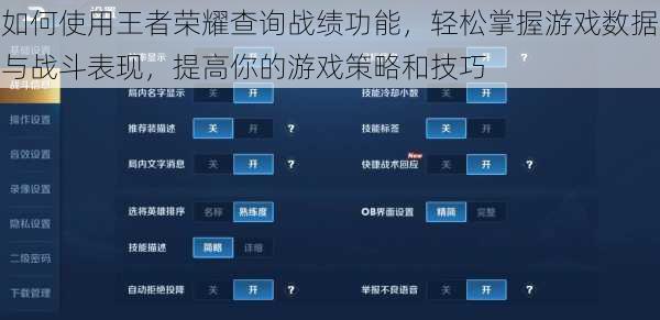 如何使用王者荣耀查询战绩功能,轻松掌握游戏数据与战斗表现,提高你的游戏策略和技巧