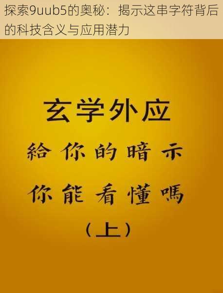 探索9uub5的奥秘:揭示这串字符背后的科技含义与应用潜力