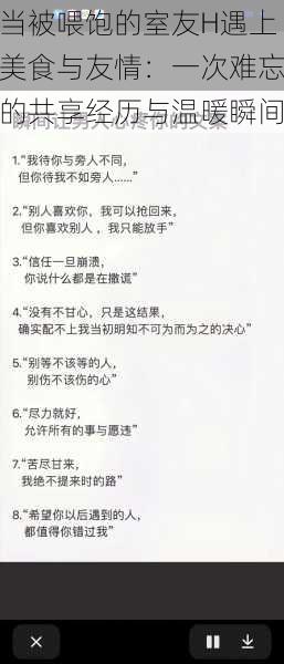 当被喂饱的室友H遇上美食与友情：一次难忘的共享经历与温暖瞬间